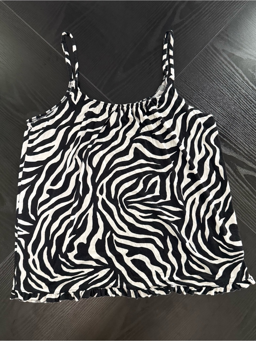Zebra Print Spaghetti Strap Flowy Tank Top